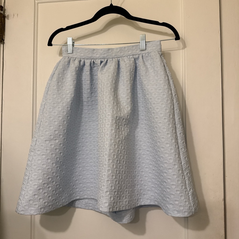 Topshop Light Blue Textured Circle Skirt